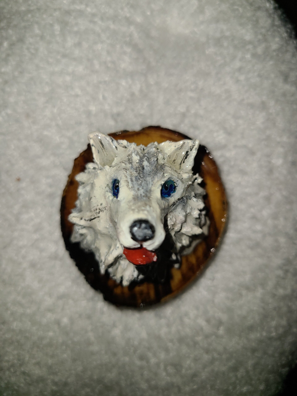 Magnet tête de loup blanc