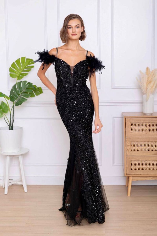 Elegante en Luxe zwarte galajurk