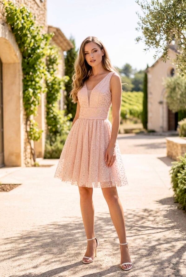 Blush Sparkle – Elegante Roze Glitterjurk