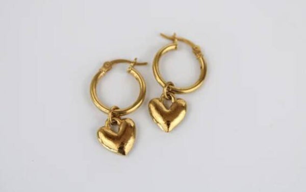 Western Edge Heart Hoops - Gold