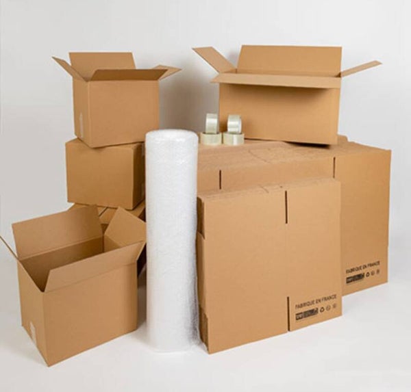 PACK Déménagement apt 2 à 3 pièces, 30 m3 à 50 m3 (70 articles). Cartons simples canicule.
