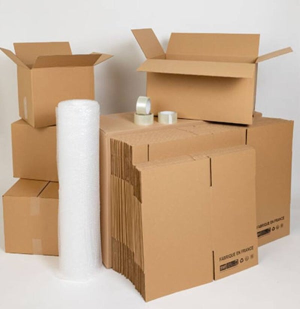 Cartons de déménagement PACK  studio ou 25 m3 (39 articles). Cartons simples canicule.
