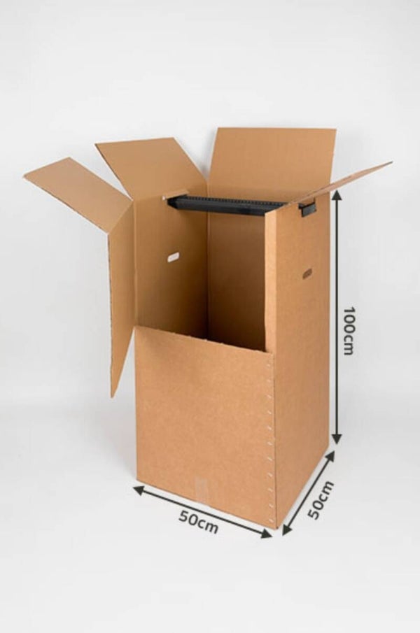 CARTON PENDERIE AVEC TRINGLE: LOT DE 5  L. 50 x l. 50 x h. 100 cm