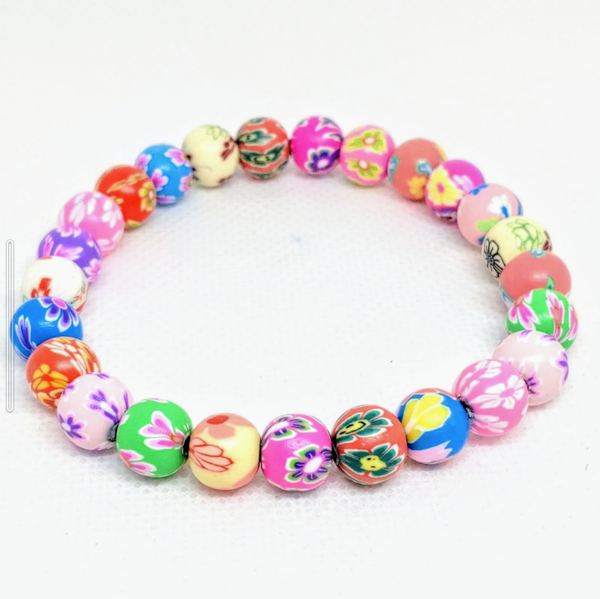 Multicoloured floral stretch bracelet