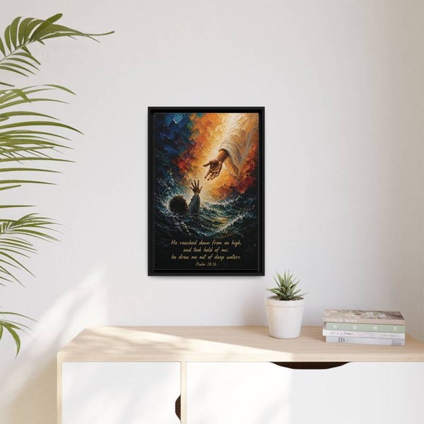 Christian Canvas Wall Art -- Psalm 18:16