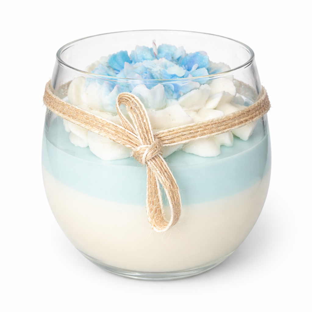 Flowerbomb lichtblauw kaars