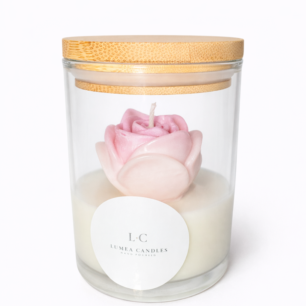 Pink flower geurkaars
