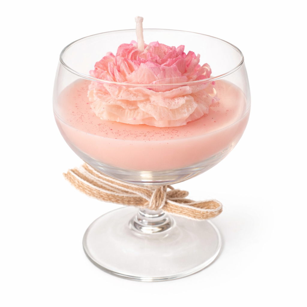 Mini flower lichtblauw, felroze en lichtroze kaars