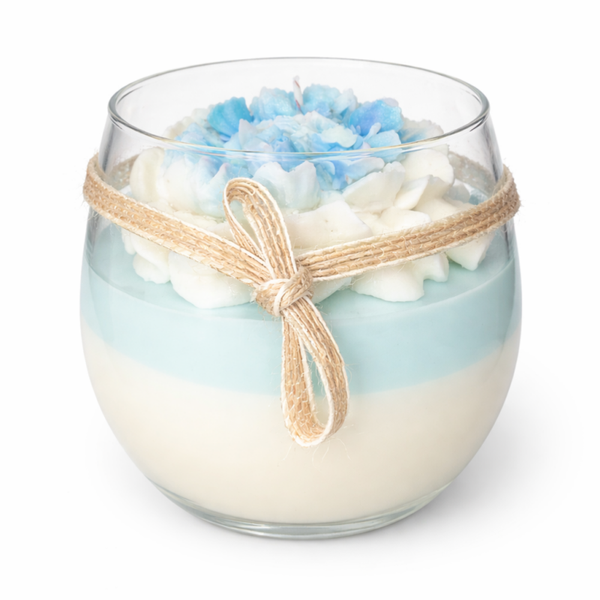 Flowerbomb lichtblauw kaars