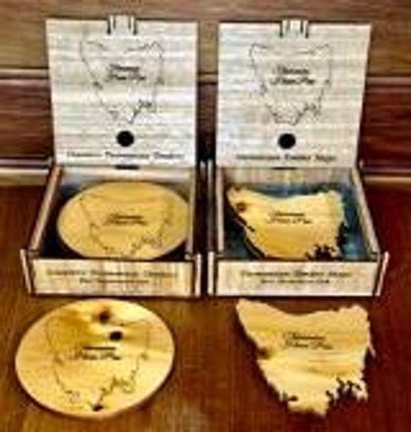 Coasters, solid Tasmanian speciality timber, Box of 4