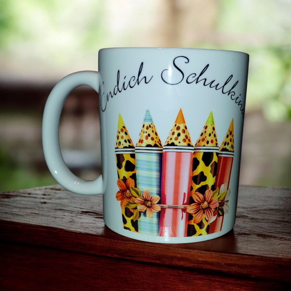 Tasse mit Stifteprint Endlich Schulkind