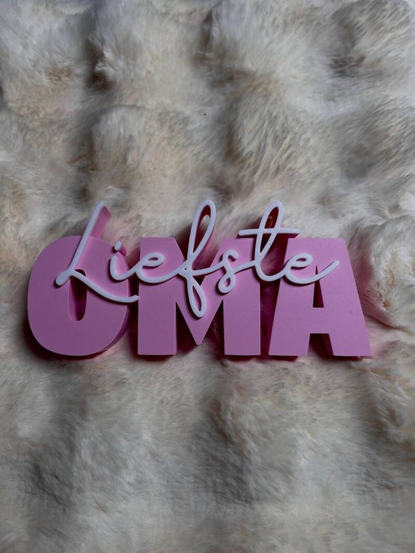 3D Bordje "Liefste OMA" – een Hartverwarmend Cadeau (17cm)