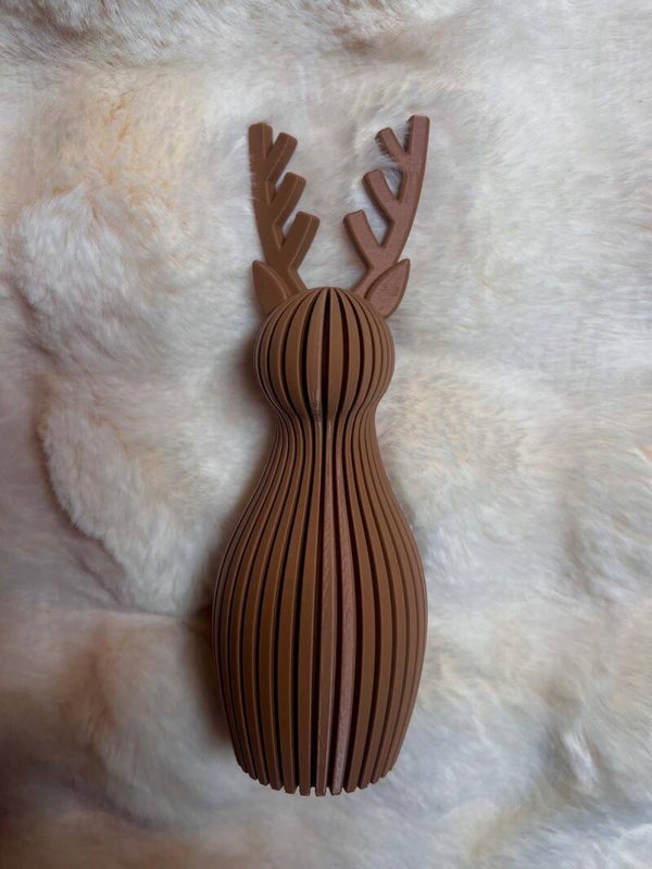 3D Geprinte Rendier Sculptuur / Decoratie - Modern Lamellen Design