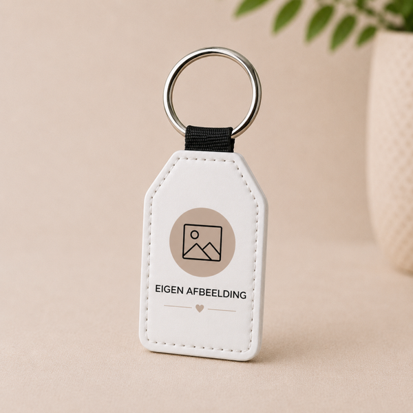 Rechthoekig Sleutelhanger Met Glitter Achterkant Met Eigen Afbeelding