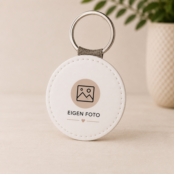 Leren Sleutelhanger Rond met Eigen Foto