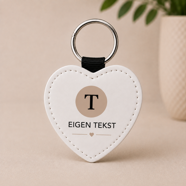 Leren Sleutelhanger Hartvorm Met Eigen Tekst