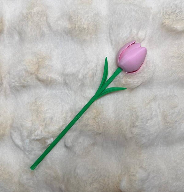 Tijdloze 3D Geprinte Tulp – Zachtroze Design Bloem