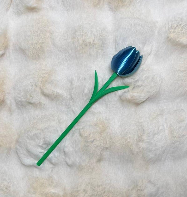 Duurzame 3D Geprinte Tulp – Metallic Blauw