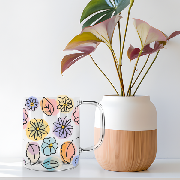 Heldere Thee Glas met Floraal Ontwerp - 330 ml