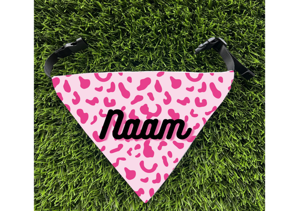 Honden Sjaal Met Naam Roze Pantherprint
