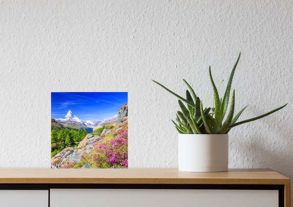 Keramische Tegel 15x15 cm met Alpenlandschap en Heide