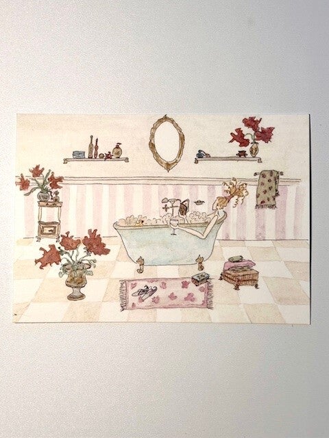 Postkarte „Entspannung im Bad“