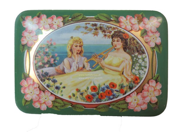 Blik met print van de vier jaargetijden in Jugendstil