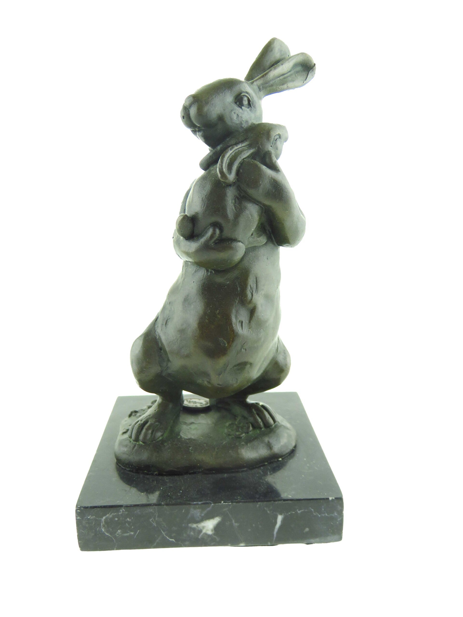 Bronzen figuurtje Haas met jong