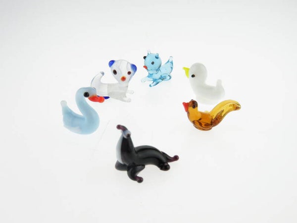 Miniaturen van glas - set van 6 dierfiguurtjes