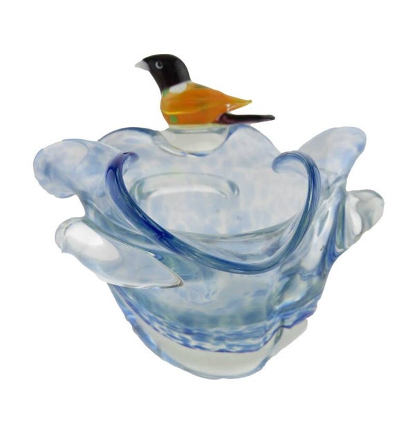 Glazen schaaltje met vogel