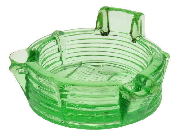 Asbak van persglas met luciferdoosjes-houder