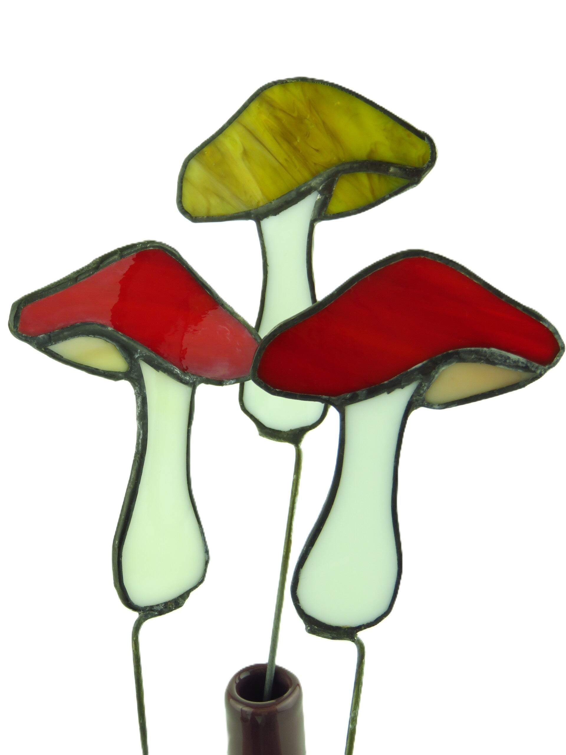 Tiffany glas in lood plantensteker Paddenstoel