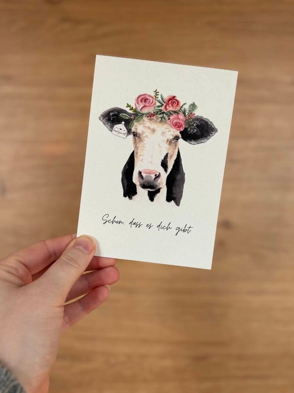 Postkarte "Schön, dass es dich gibt." - Kuh