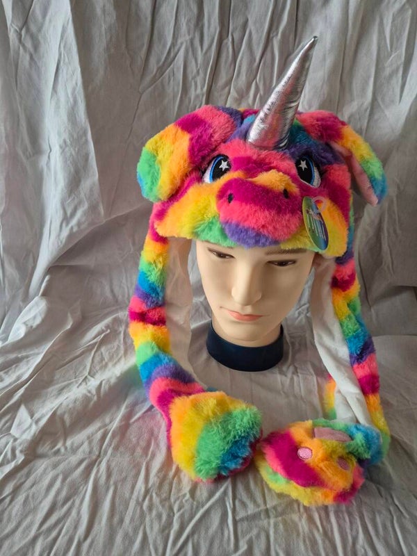 eenhoorn muts regenboog kleuren.