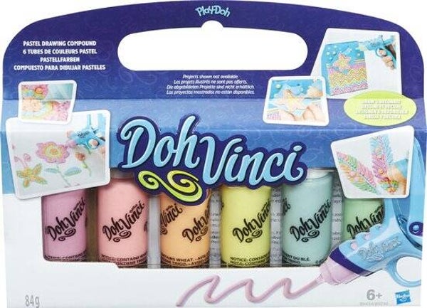 playdoh, doh vinci klei, 6-pack pastel
