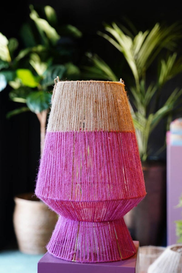 Lantaarn Jute Naturel/Fuchsia