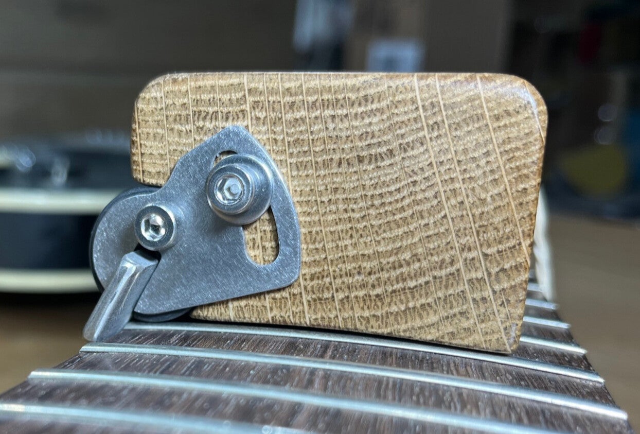 GMC Luthier Tools Fret End Bevel File looking on the end at the file bar rotation links.