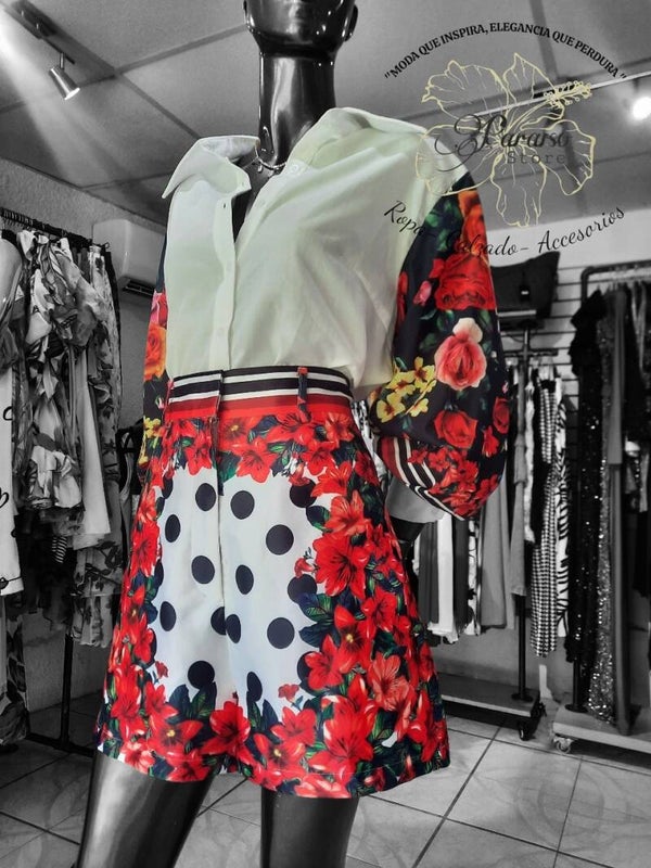 Conjunto Floral Rojo