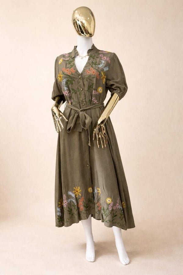 Vestido Lino Flores