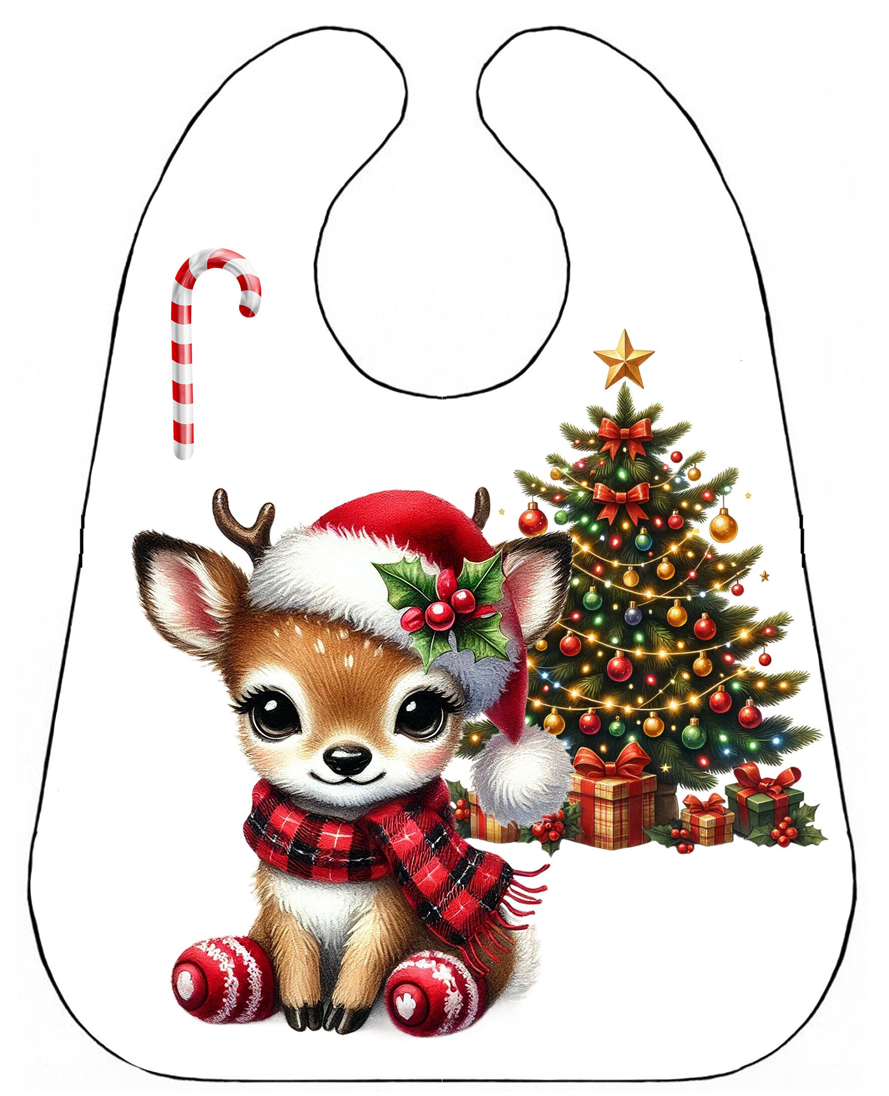 Panneau grand bavoir de Noël Biche