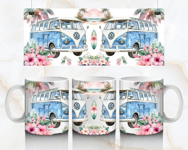 Motif numérique - combi van bleu pour mug