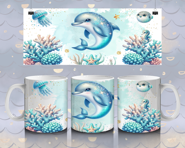 Motif numérique - Dauphin bleu pour mug