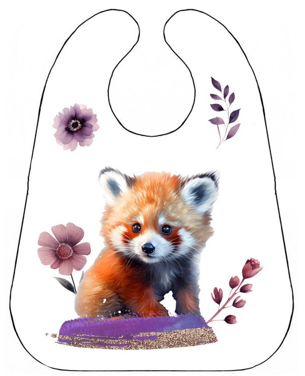 Panneau grand bavoir Panda Roux Fleuris