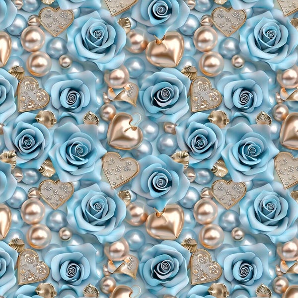 Rose bleu et doré ( coton )