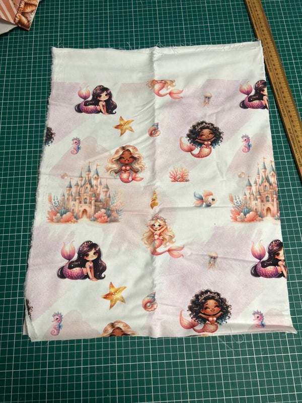 Coupon tissu royaume des sirènes coton
