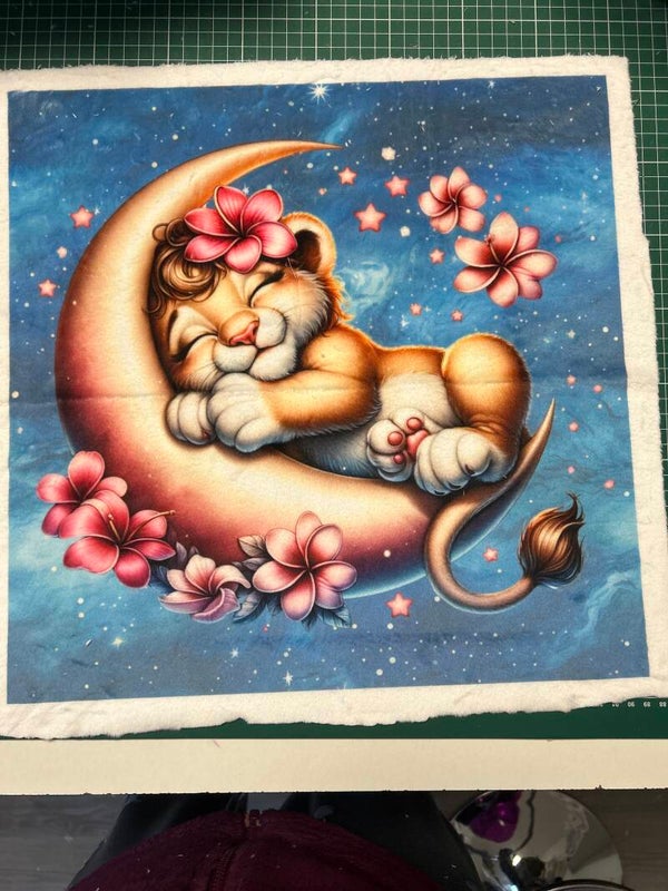 Coussin Vente flash lionne minky lisse