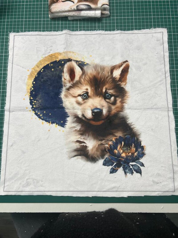 Coussin minky lisse Loup Abyssal modèle 2