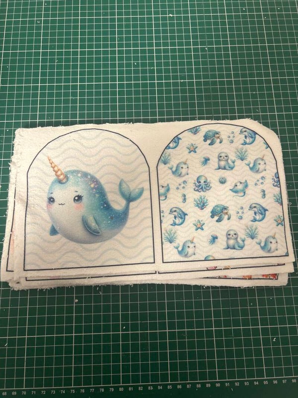 Panneau gant de toilette animaux marins Narval EN STOCK