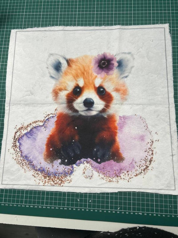 Coussin minky lisse Panda Roux modèle 1