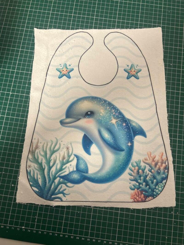 Panneau grand bavoir animaux marins Dauphin EN STOCK